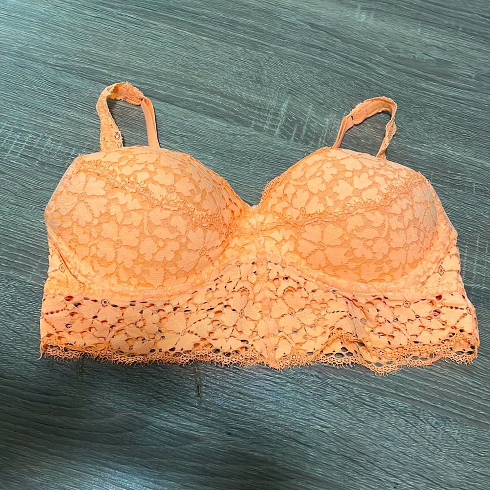 VS PINK Vibrant Peach Lace Bralette